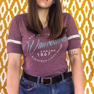 Purple Vancouver Fitted V Neck Tee